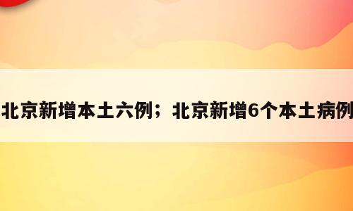 北京新增本土六例；北京新增6个本土病例