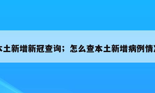 本土新增新冠查询；怎么查本土新增病例情况