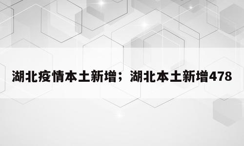湖北疫情本土新增；湖北本土新增478