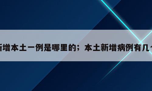 新增本土一例是哪里的；本土新增病例有几个