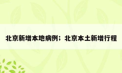 北京新增本地病例；北京本土新增行程