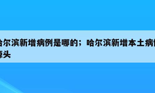 哈尔滨新增病例是哪的；哈尔滨新增本土病例源头