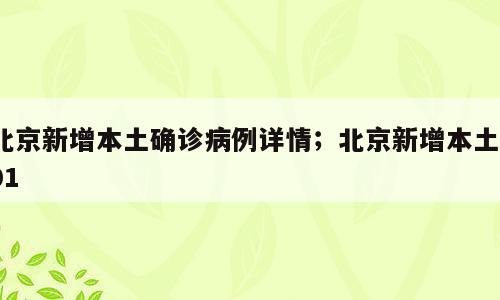 北京新增本土确诊病例详情；北京新增本土101