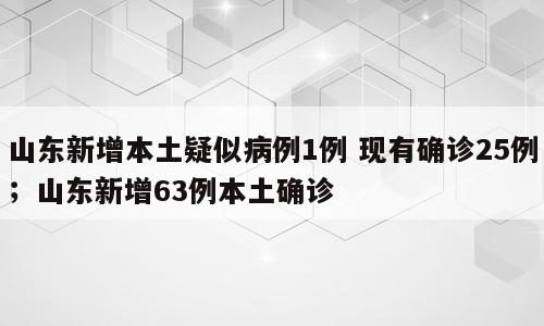 山东新增本土疑似病例1例 现有确诊25例；山东新增63例本土确诊