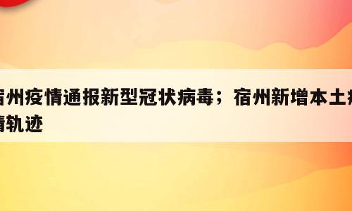 宿州疫情通报新型冠状病毒；宿州新增本土疫情轨迹