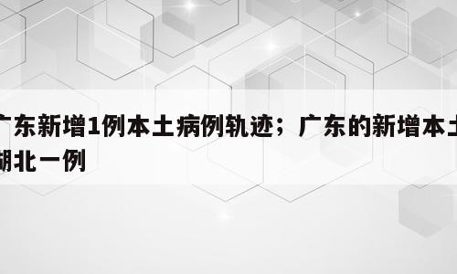 广东新增1例本土病例轨迹；广东的新增本土湖北一例
