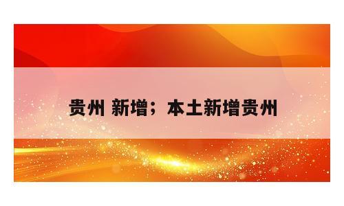 贵州 新增；本土新增贵州