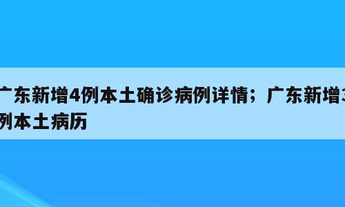 广东新增4例本土确诊病例详情；广东新增3例本土病历