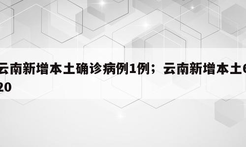 云南新增本土确诊病例1例；云南新增本土620