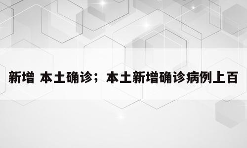 新增 本土确诊；本土新增确诊病例上百