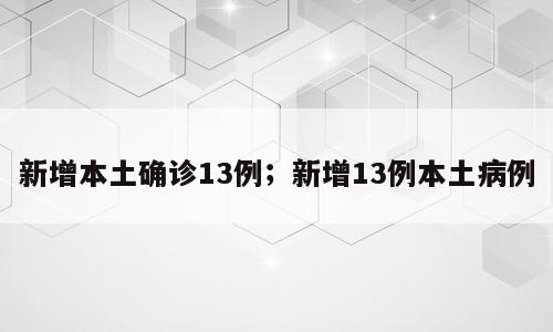 新增本土确诊13例；新增13例本土病例