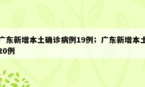 广东新增本土确诊病例19例；广东新增本土20例