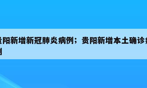 贵阳新增新冠肺炎病例；贵阳新增本土确诊病例