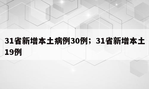 31省新增本土病例30例；31省新增本土19例