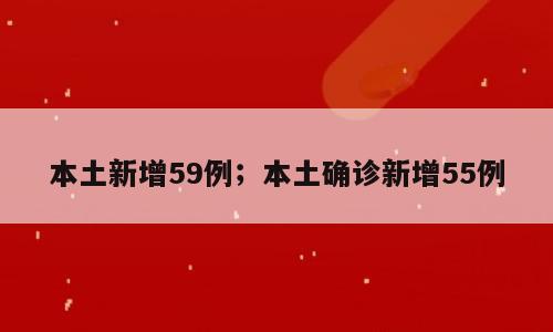 本土新增59例；本土确诊新增55例