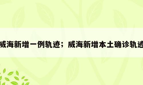 威海新增一例轨迹；威海新增本土确诊轨迹