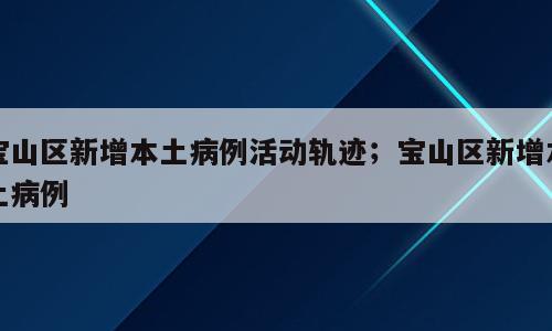 宝山区新增本土病例活动轨迹；宝山区新增本土病例