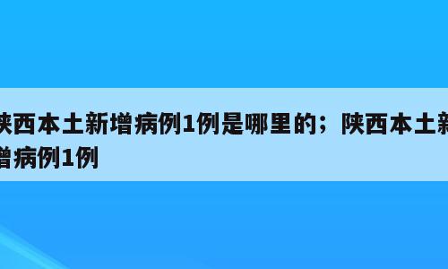 陕西本土新增病例1例是哪里的；陕西本土新增病例1例