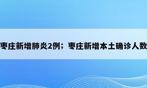 枣庄新增肺炎2例；枣庄新增本土确诊人数