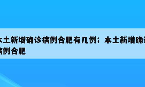 本土新增确诊病例合肥有几例；本土新增确诊病例合肥