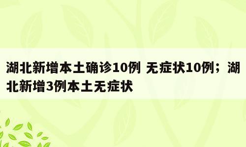 湖北新增本土确诊10例 无症状10例；湖北新增3例本土无症状