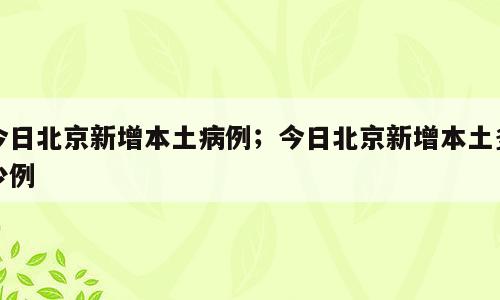 今日北京新增本土病例；今日北京新增本土多少例