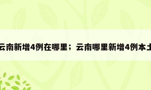 云南新增4例在哪里；云南哪里新增4例本土