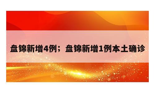 盘锦新增4例；盘锦新增1例本土确诊