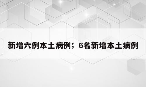新增六例本土病例；6名新增本土病例