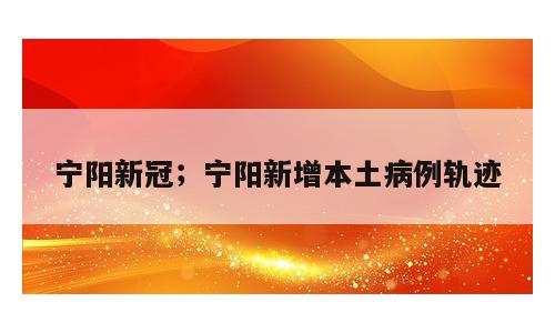 宁阳新冠；宁阳新增本土病例轨迹