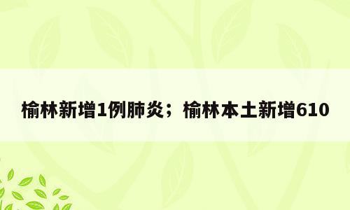 榆林新增1例肺炎；榆林本土新增610