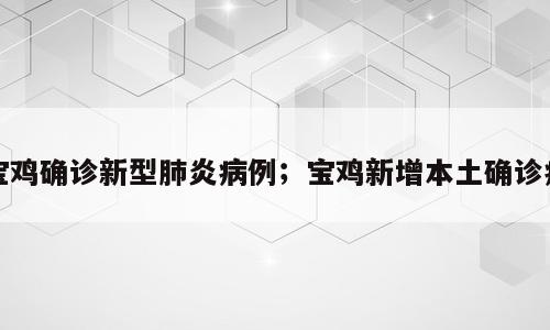 宝鸡确诊新型肺炎病例；宝鸡新增本土确诊病