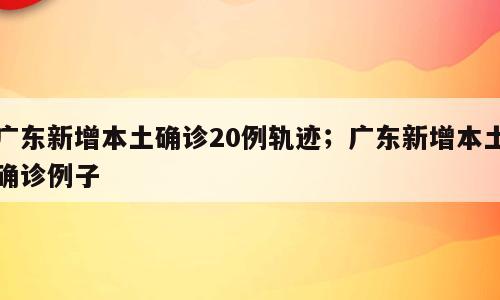 广东新增本土确诊20例轨迹；广东新增本土确诊例子
