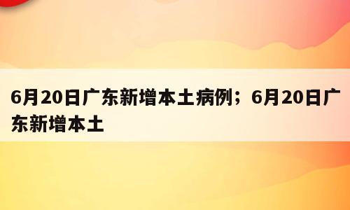 6月20日广东新增本土病例；6月20日广东新增本土