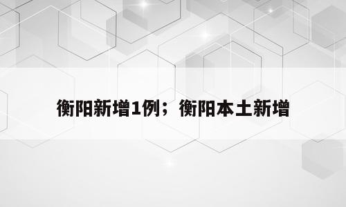 衡阳新增1例；衡阳本土新增