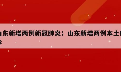 山东新增两例新冠肺炎；山东新增两例本土确诊