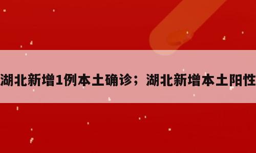 湖北新增1例本土确诊；湖北新增本土阳性