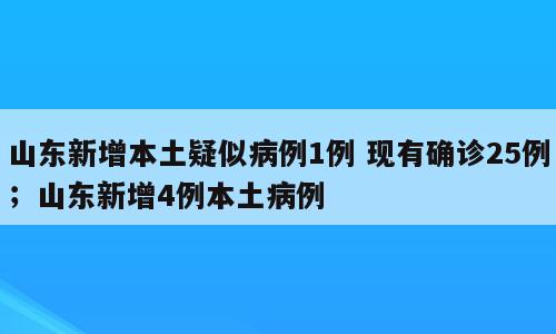 山东新增本土疑似病例1例 现有确诊25例；山东新增4例本土病例