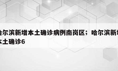 哈尔滨新增本土确诊病例南岗区；哈尔滨新增本土确诊6