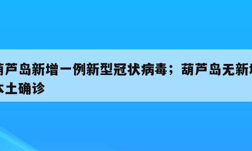 葫芦岛新增一例新型冠状病毒；葫芦岛无新增本土确诊