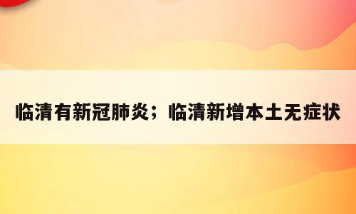 临清有新冠肺炎；临清新增本土无症状