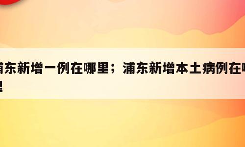 浦东新增一例在哪里；浦东新增本土病例在哪里