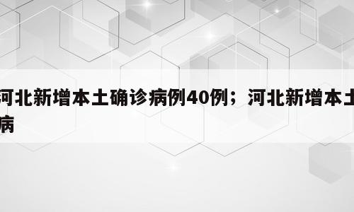 河北新增本土确诊病例40例；河北新增本土病