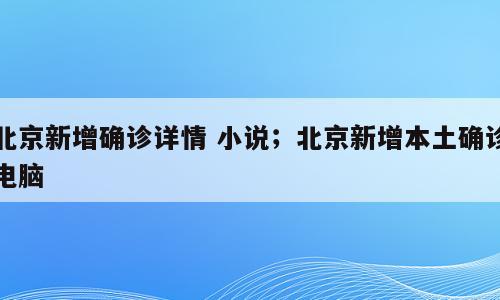 北京新增确诊详情 小说；北京新增本土确诊电脑