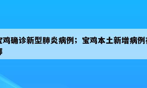 宝鸡确诊新型肺炎病例；宝鸡本土新增病例在哪
