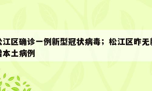 松江区确诊一例新型冠状病毒；松江区昨无新增本土病例