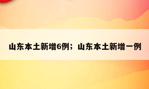 山东本土新增6例；山东本土新增一例
