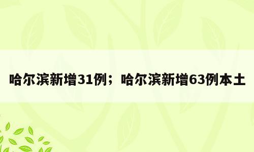 哈尔滨新增31例；哈尔滨新增63例本土