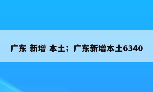 广东 新增 本土；广东新增本土6340