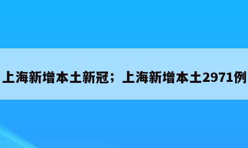 上海新增本土新冠；上海新增本土2971例